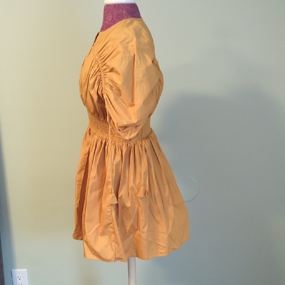 Misa Los Angeles Golden Ruched Short Sleeve Mini Dress, US XS - Picture 2 of 6